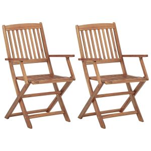 vidaXL sillas plegables de jardín 2 unidades madera maciza de acacia