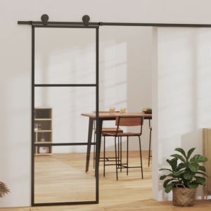 Puerta corredera esg vidrio y aluminio negra 76x205 cm esxt5453