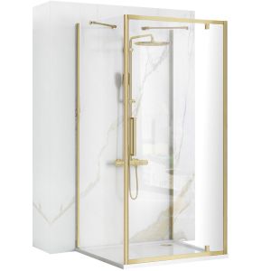 Rea cabina de ducha rapid swing brush gold 100x100, 100x100x195 cm