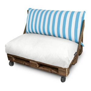 Cojín para palets toldotex blanco-turquesa funda respaldo 80x45x25 sin rell