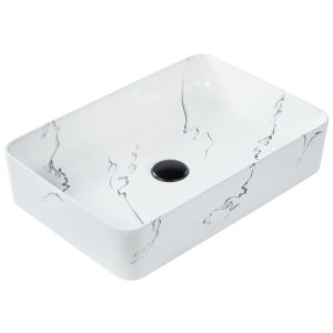 Lavabo sobre encimera hopi 51 x 34 cm cerámica mármol blanco