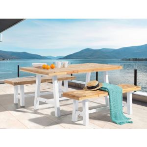 Banco de jardín scania 140 cm madera de acacia blanco