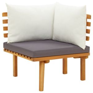 vidaXL sofá de esquina para jardín con cojines madera maciza de acacia