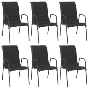vidaXL sillas de jardín 6 unidades acero y textilene negro