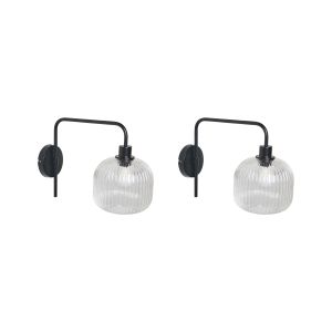 Conjunto de 2 lámparas de pared comapala metal negro