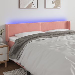 Cabecero con LED de terciopelo rosa 203x16x78/88 cm eso7993