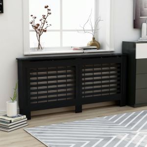 Cubierta para radiador mdf negro 172x19x81,5 cm