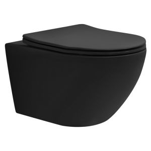 Inodoro suspendido de pared sin descarga cerámica 54 cm negro luxebath