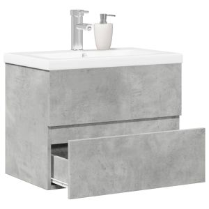 Set muebles de baño 2 piezas madera contrachapada gris hormigón