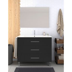 Mueble de baño ribera, lavabo y espejo 80x40cm grafito