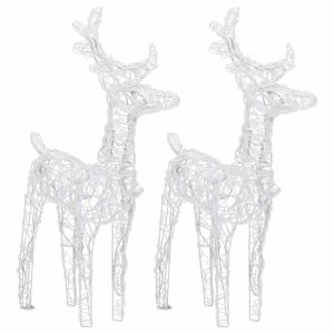 vidaXL renos de navidad 2 unidades 80 LED blanco frío acrílico
