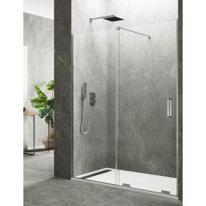 Mampara de ducha frontal keres 1+1, sin perfil 105cm perpendicular
