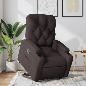 Sillón eléctrico reclinable elevable de tela marrón oscuro qweo6121