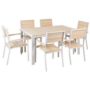 Conjunto de comedor exterior 6 plazas como beige