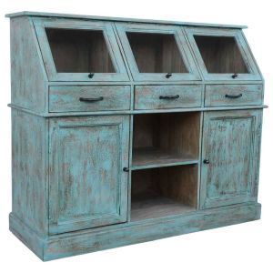 Aparador de madera azul 129x45x106