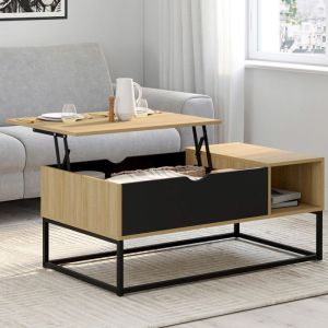 Mesa baja elevable boston - diseño industrial - 2 comp. - 110x55x44,5 cm