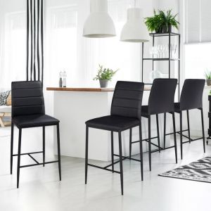 Taburetes de bar romane de PVC negro - lote de 4 - 65 cm