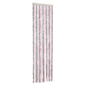 vidaXL cortina antimoscas chenilla gris plateado y rosa 56x200 cm