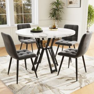 Conjunto de mesa y sillas mdf metal multicolor 5 piezas terciopelo
