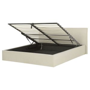 Cama con almacenaje orbey tela beige claro 160 x 200 cm