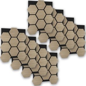 Tectake 8 paneles de pared, mdf absorbente, 76x62x1,8 cm, roble oscuro