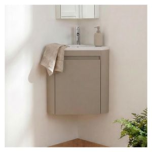 Mueble lavamanos esquina con lavabo de resina y grifo cromo lisa