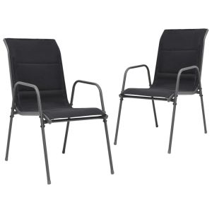 vidaXL sillas de jardín apilables 2 unidades acero y textilene negro