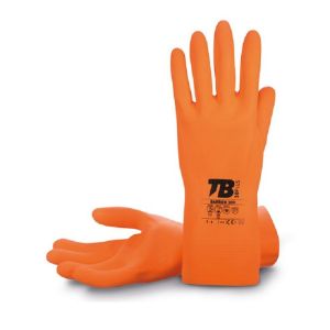 Guante latex natural  naranja flocado 30cm talla 8-10 t/guante talla l-9