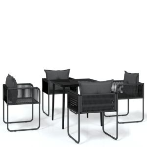 vidaXL juego de comedor para jardín 5 piezas negro
