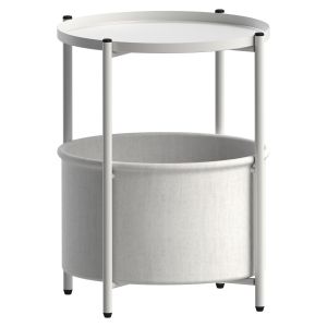 Mesa auxiliar redonda �45,5 x 52,5 cm blanca ml-design