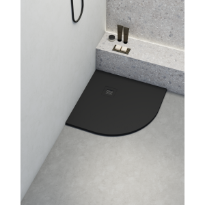 Plato de ducha poaLGi - 80x80 cm semicircular - negro - extraplano