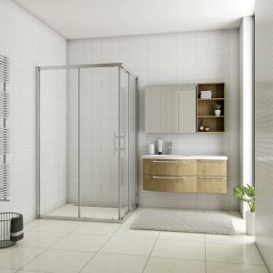Mampara de ducha rectangular corredera vidrio antical 6mm,900x800x1950mm