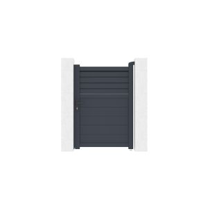 Puerta carpatia 1m al.140 aluminio gris + 2 postes eifel al.166 cm
