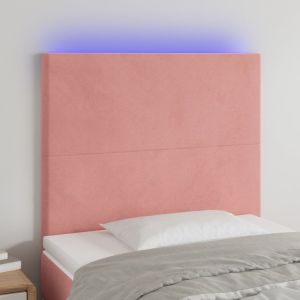 Cabecero con luces LED terciopelo rosa 100x5x118/128 cm eso8592