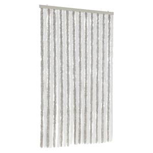 vidaXL cortina antimoscas chenilla gris claro y blanco 100x220 cm
