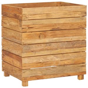 vidaXL arriate elevado madera de teca reciclada y acero 50x40x55 cm