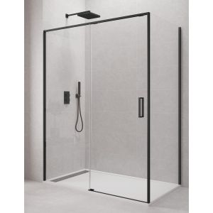 Mampara de ducha angular cetus 1+1 160x80 cm perfíl negro