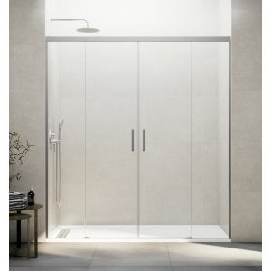 Mampara basic spazio 2 puertas + 2 fijos transparente niquel 190 cm