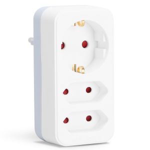 Aigostar adaptador 3 tomas, 1 schuko + 2 clavija eu, blanco