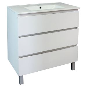 Mueble pedestal trendy - 3 cajones - 80cm - acabado blanco mate - lavabo
