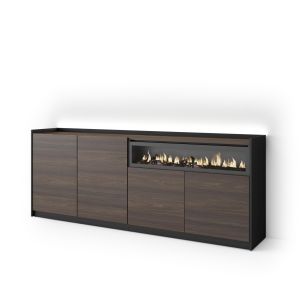 Aparador para salón, 207x37x80cm, chimenea eléctrica, LED rf4932