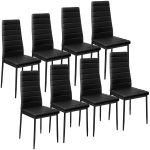 8 sillas de comedor con acolchado, polipiel, 41 x 45 x 98.5 cm, negro
