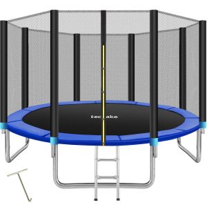 Tectake camaelástica acero, red seguridad, 72 resortes, negro/azul