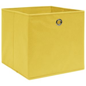 vidaXL cajas de almacenaje 4 uds tela amarillo 32x32x32 cm