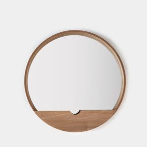 Espejo redondo de pared ø35 en madera kurmi