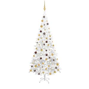 vidaXL árbol de navidad artificial con luces y bolas blanco 240 cm
