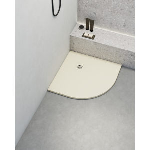 Plato de ducha poalgi - 80x80 cm semicircular - marfil - extraplano