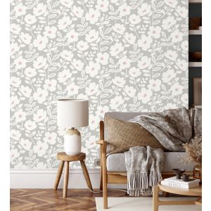 Papel pintado gaulan   de flores blancas  5.23m²