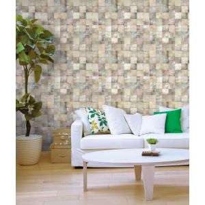 Papel pintado tnt textura cuadritos collage beige