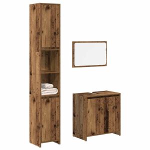 Juego de muebles de baño 3 piezas madera ingeniería envejecida esb5779
